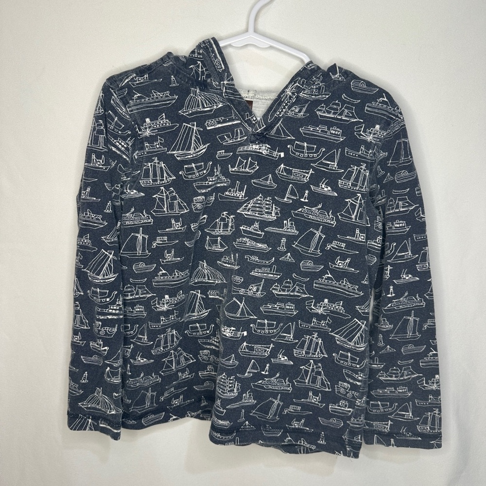 Tea Collection Blue and White Nautical Print Hoodie